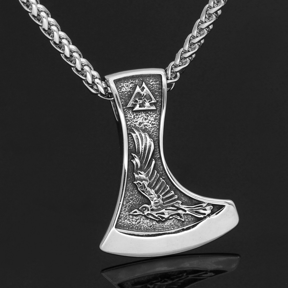 Viking Axe Slavic Pendant Amulet Symbol Pendant Necklace Men Jewelry Silver 