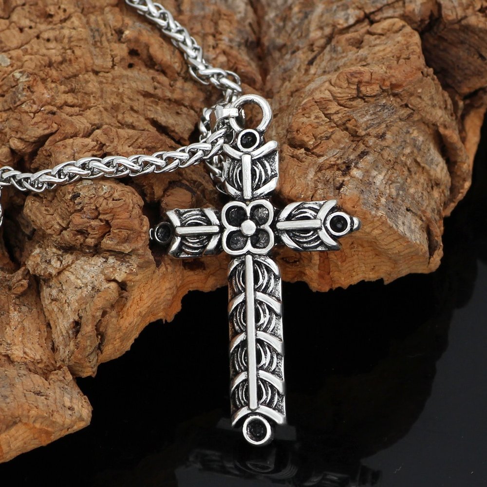 aged melted silver pendant forged by hand rustic pendant man Cross pendant man Viking raw silver hand-crafted pendant