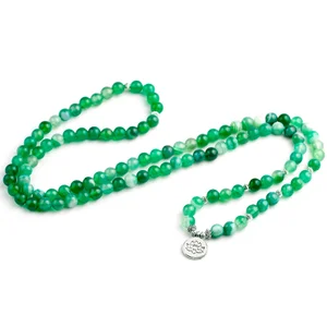 Fresh Walk In The Surf Wrist Mala Bracelet With Green Onyx Beads Peaceful Island