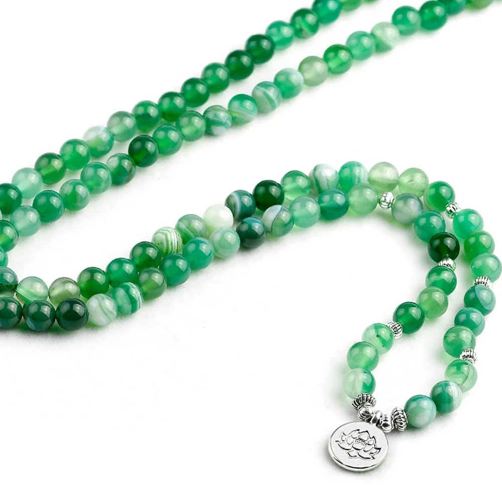 Fresh Walk In The Surf Wrist Mala Bracelet With Green Onyx Beads Peaceful Island