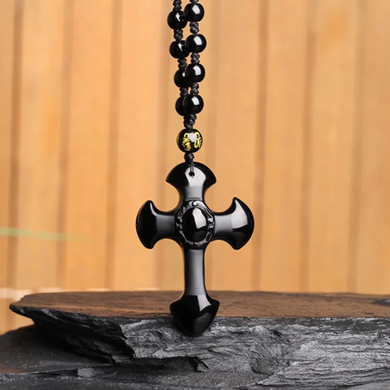 Black Cross Protection Necklace 