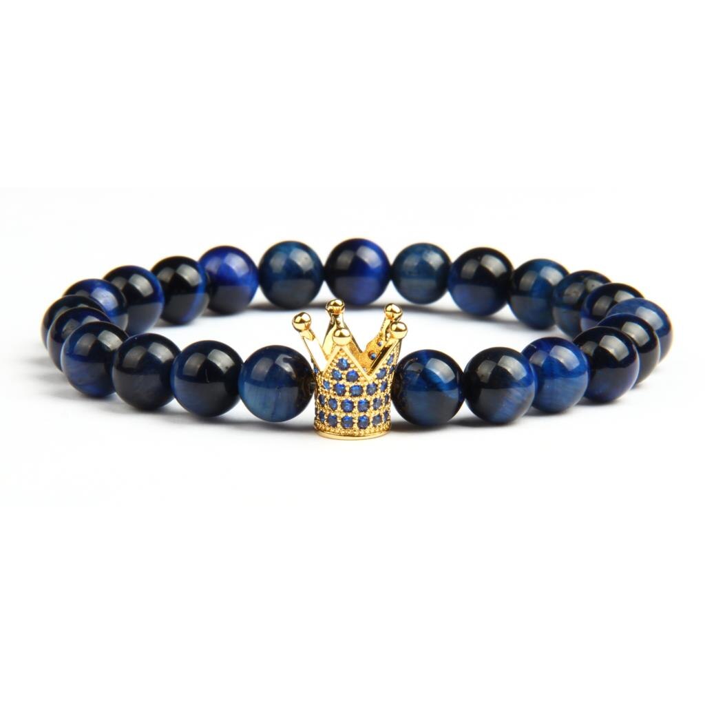 Jewellery With Meaning Tiger Eye Bracelet for Men Mens beaded bracelet Gift for him Blue & Black Blue Tiger Eye Boyfriend gift