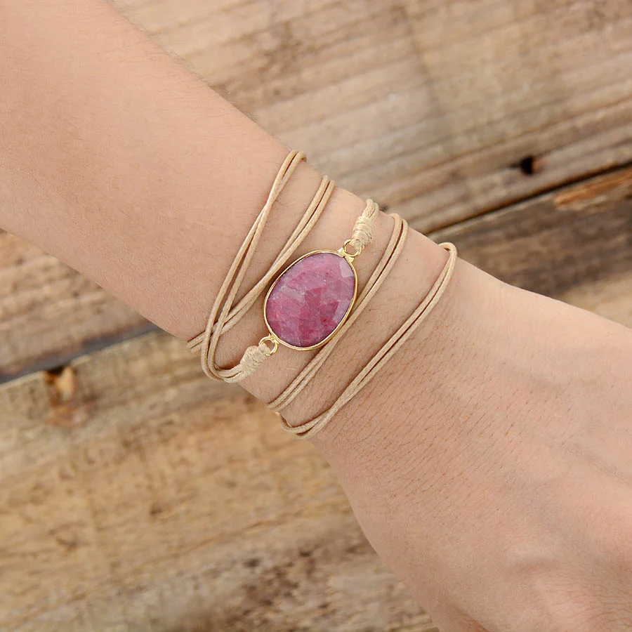 healing rhodochrosite wrap bracelet
