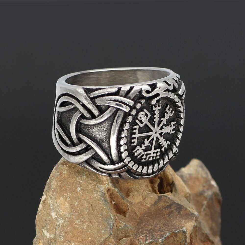 Details about   Handmade 925 Silver Celtic Scandinavian Viking Compass Ring for Men Women 