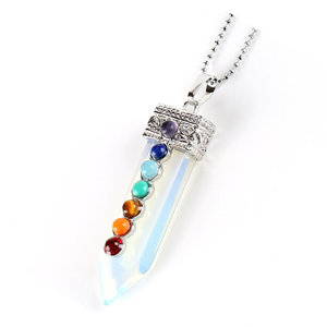 Natural Gemstone Healing Reiki Chakra Sword Silver Pendant Charm Beads Jewelry