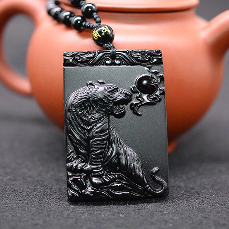 Strength Mind Natural Black Obsidian Crystal Carving Protection Amulet Pendant Strength Mind Natural Black Obsidian Crystal Carving Protection Amulet Pendant
