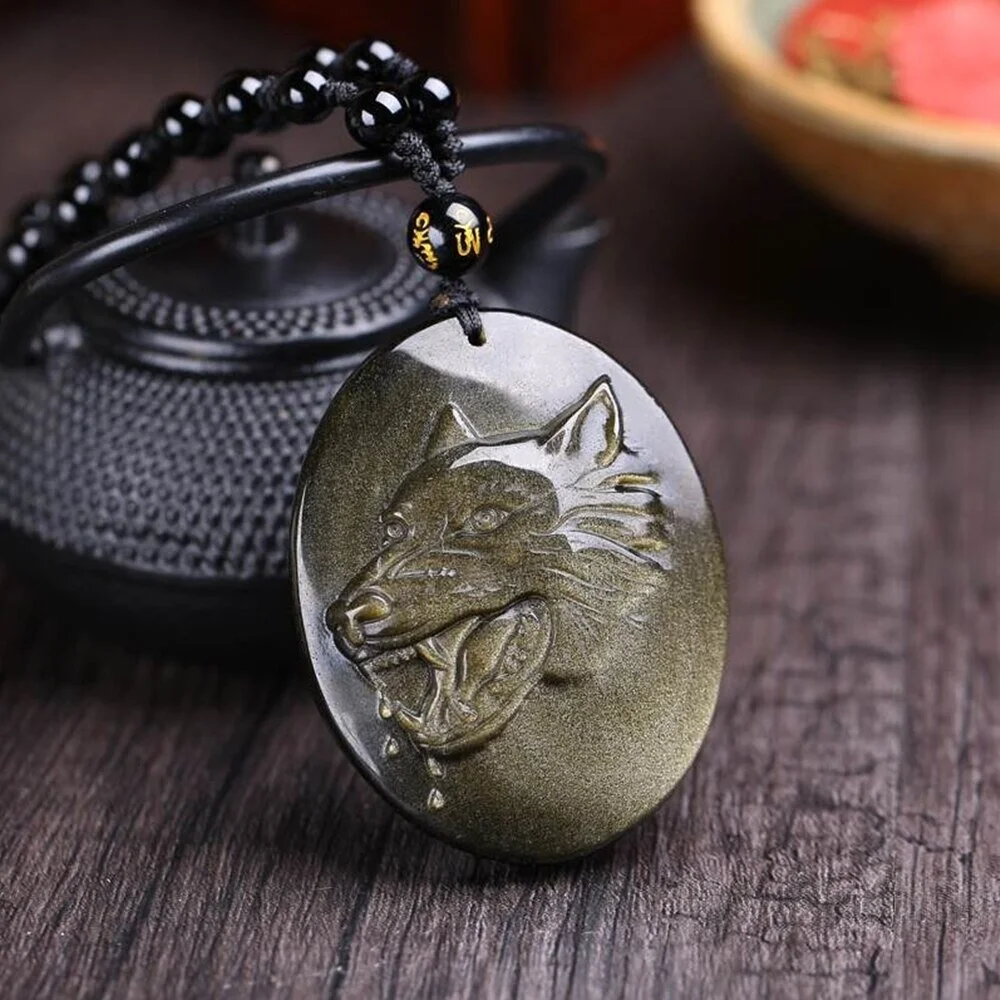 Wolf Spirit Animal Gold Obsidian 