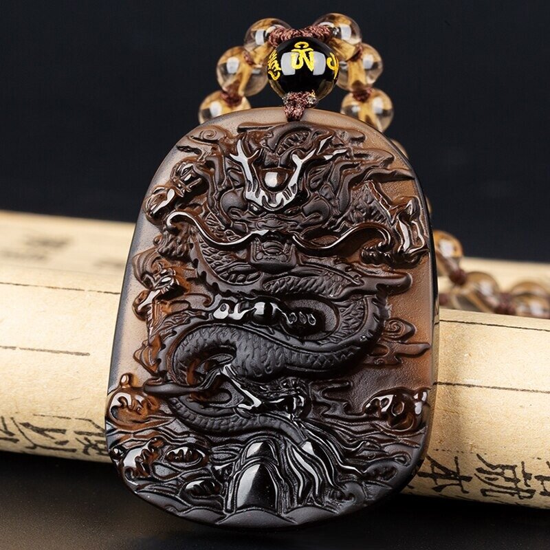Details about   China Natural Obsidian Dragon Pendant Necklace Fashion Charm Jewelry Lucky Amule 