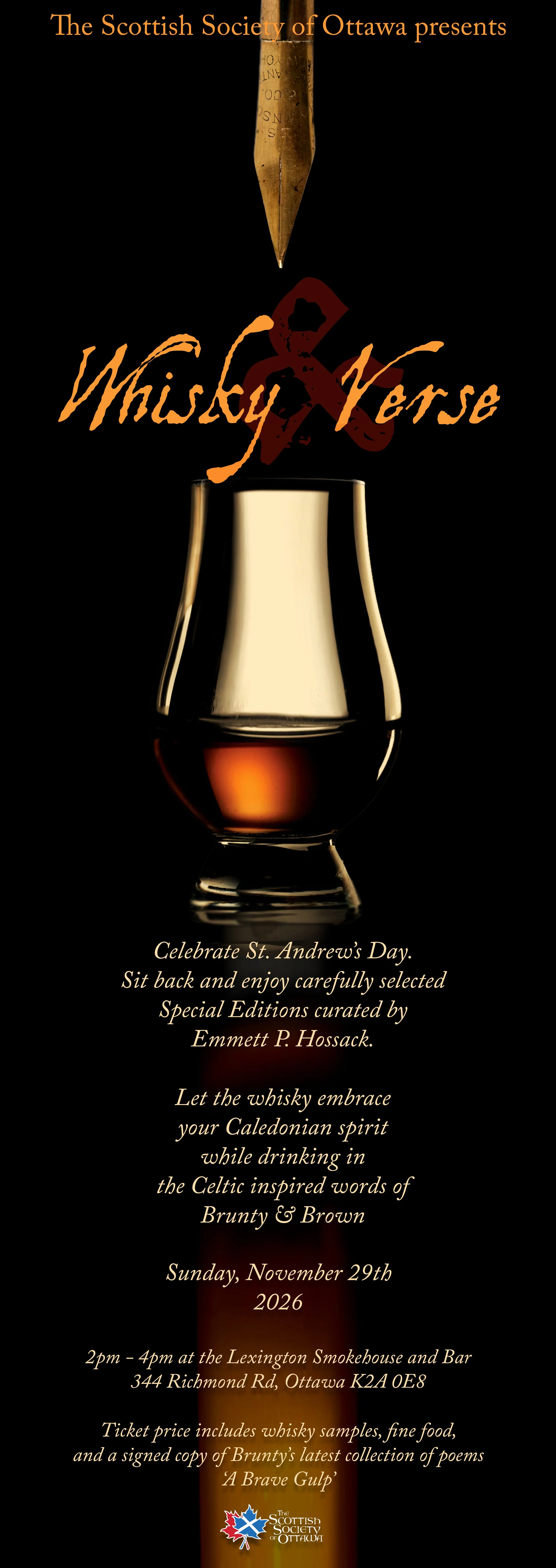 St. Andrew's Day Whisky Tasting, Whisky &amp; Verse