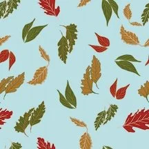 JS26-A38 Hand Drawn Oak Leaf Blue