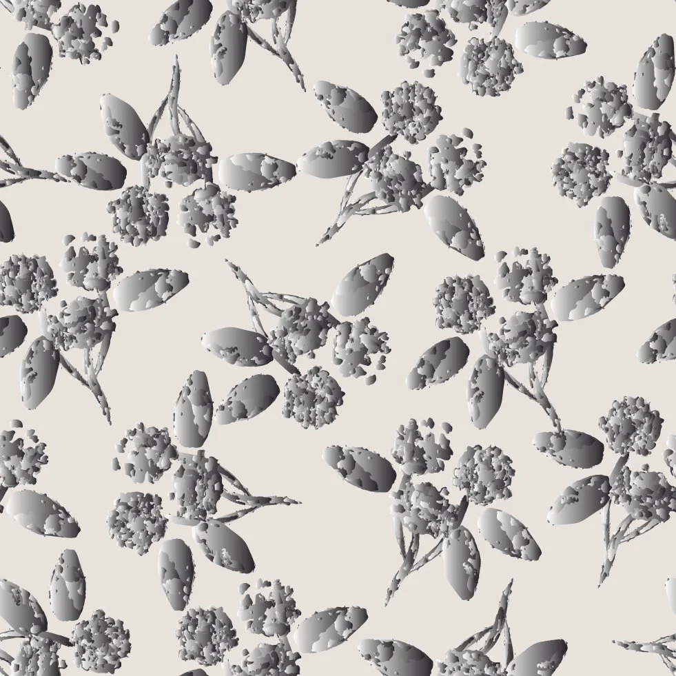 JS26-A55 3D Hydrangeas Silver Ivory