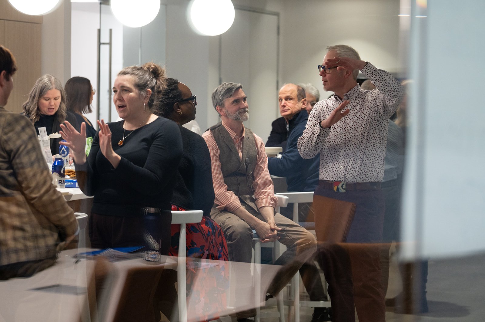 Folks networking at the Facilitating Through Change &amp; Chaos