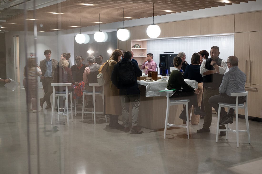  Folks networking at the Facilitating Through Change &amp; Chaos event hosted by Trillium Asset Management, Habitus Incorporated, B Local Boston 