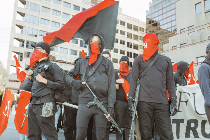 Armed Violent Austin Texas Communists gather with the Democrat party for a rally.