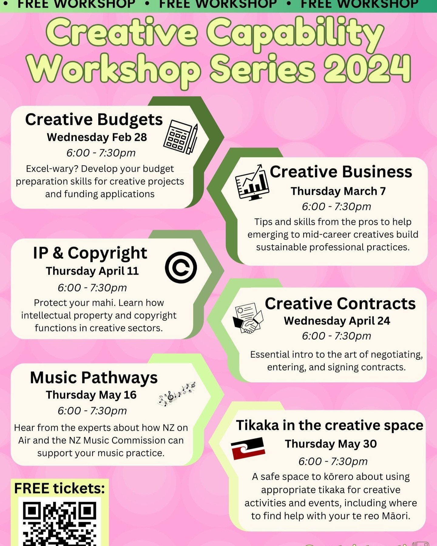 The amazing and FREE creative capability workshops from @aratoiotepoti continue in May with Music Pathways on May 16 and Tikaka in the creative space on May 30. Really looking forward to them - see you there Ōtepoti creatives! 
#communityworkshops #Ō