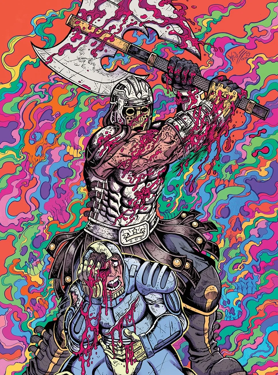 NEW COVER COLORS!
SDCC Exclusive Free For All #1 by Patrick Horvath, variant by Maria Wolf & me from Oni Press