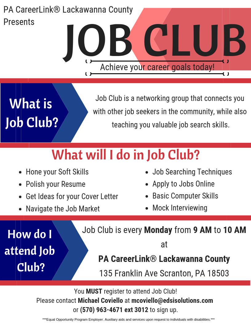 Job Club — PA CareerLink® Lackawanna County