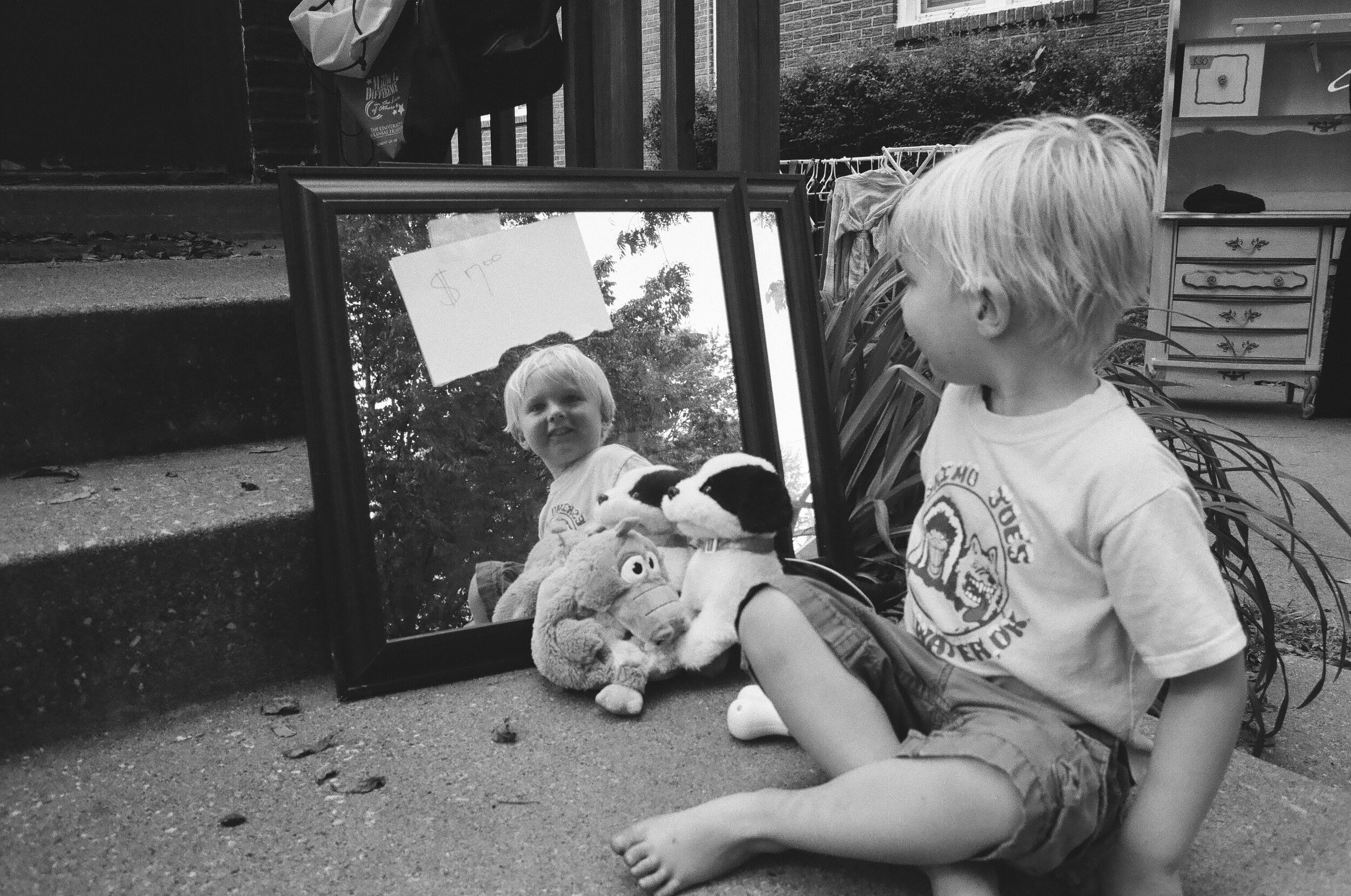 Elijah at the yard sale, 2016