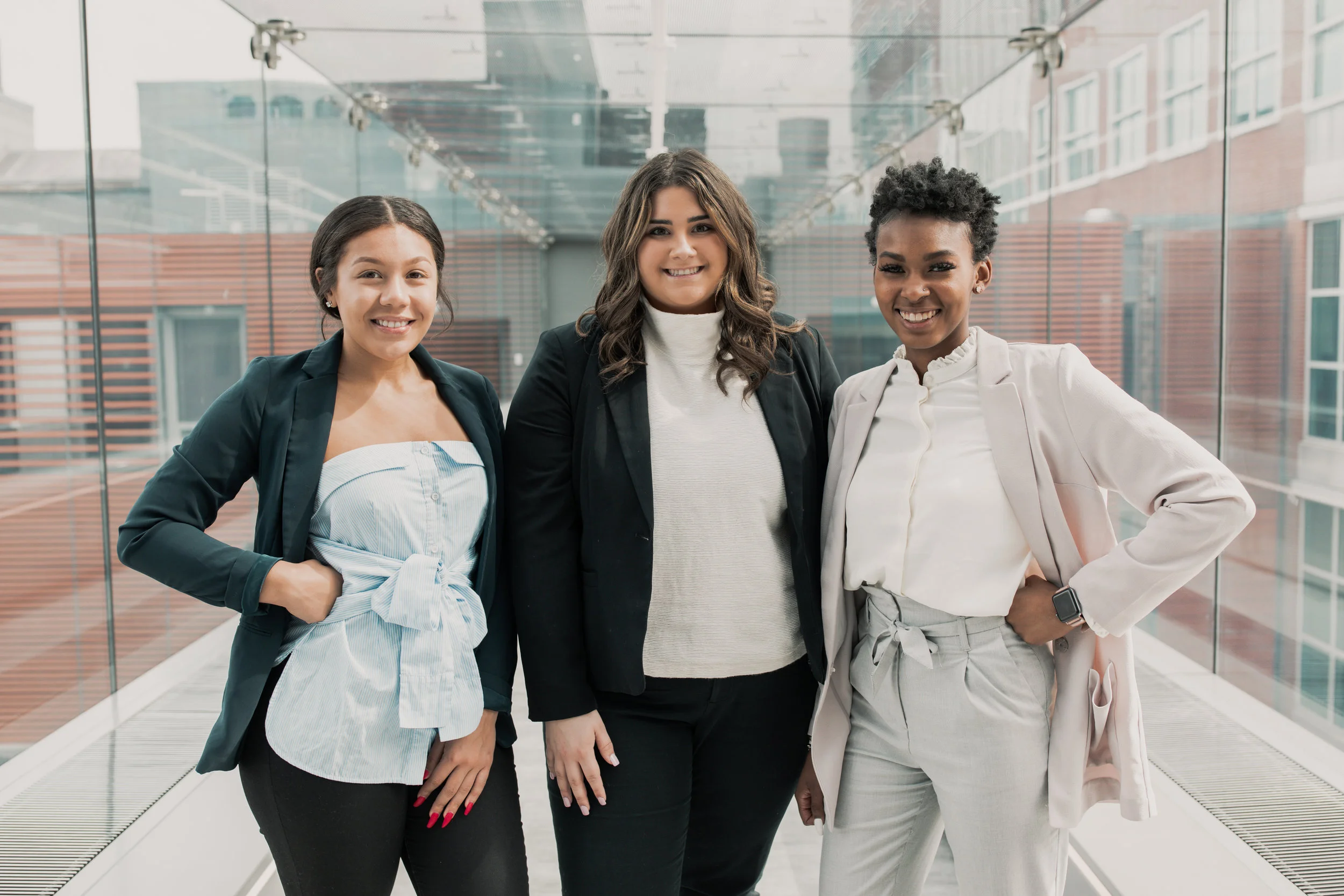 From left to right: Kaya Jones, Vice President of External Affairs candidate; Francesca Capozzi, Presidential candidate; Laryssa Banks, Vice President of Services candidate. | PHOTO: Saba Ahmed