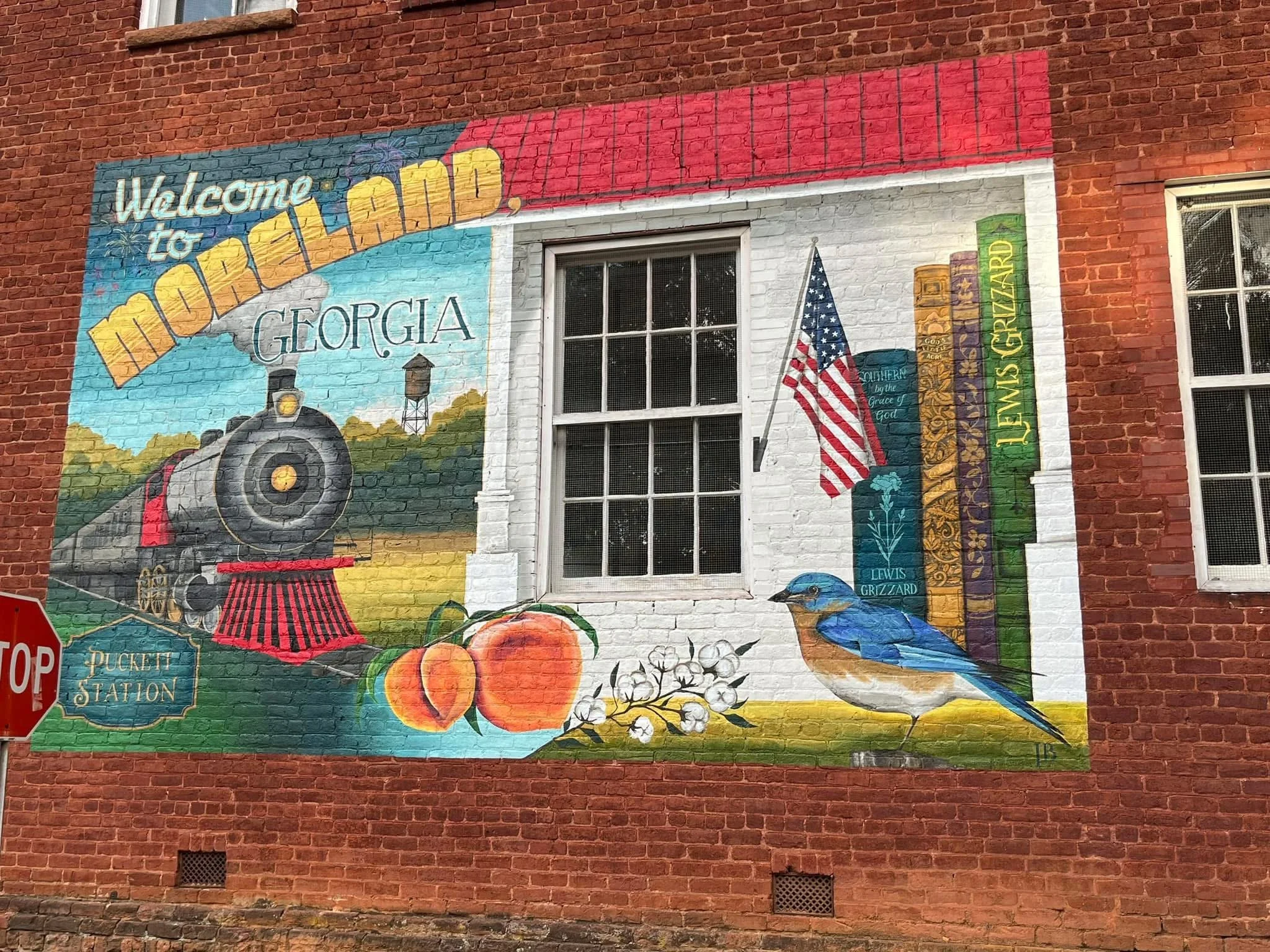 Moreland Georgia mural on the Old Moreland Mill