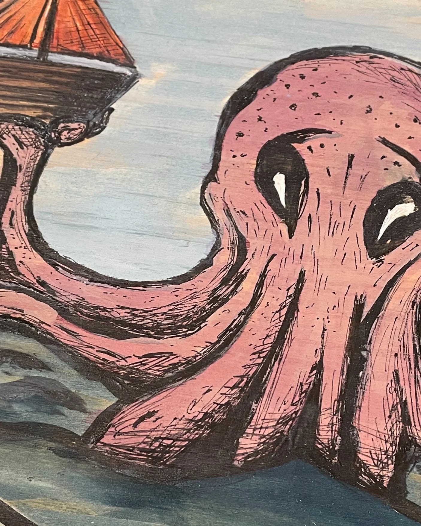 Here is a sneak peek of a piece I’m doing for a “See Creatures” show in Cannon Beach! It will be the first weekend in May at the House of Orange gallery. Come see it through the month of May!