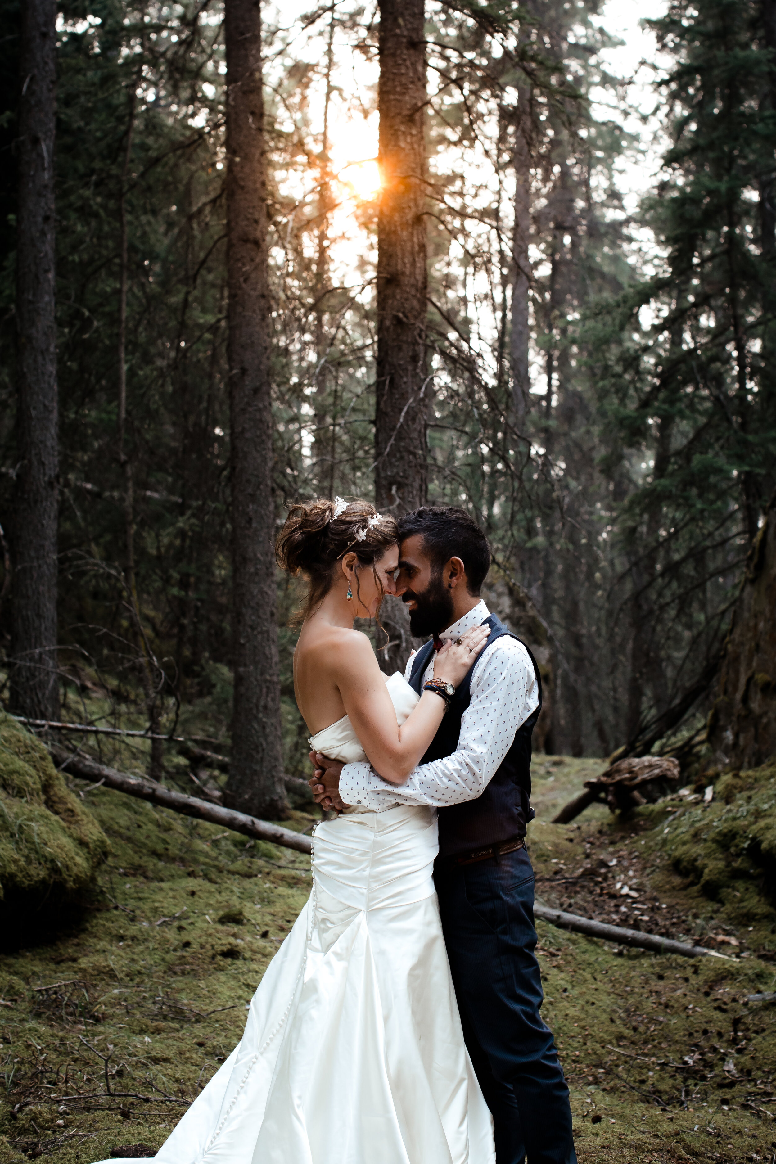 Bride & Groom in trees | Jamie Robson Photography | Elopement & Wedding Photographer in Jasper (Copy)