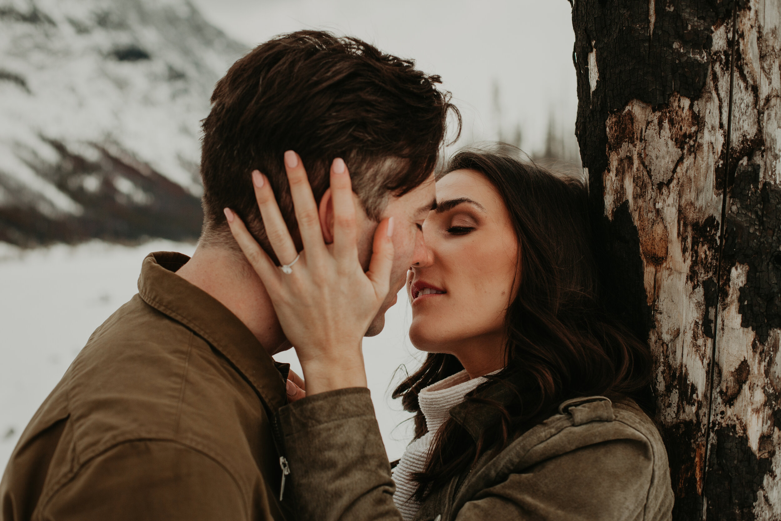 Couple Kissing  | Jamie Robson Photography | Engagement Photographer in Jasper (Copy)