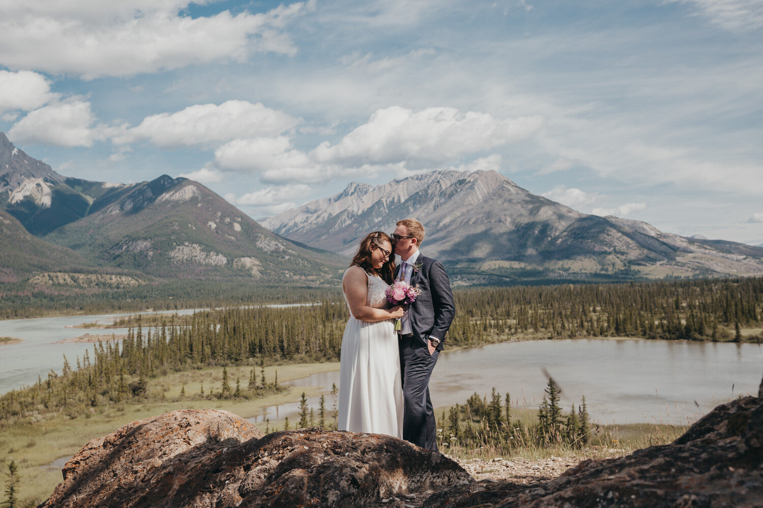 Bride & Groom in the Rocky MountainsBride & Groom in the Rocky Mountains | Jamie Robson Photography | Elopement & Wedding Photographer in Jasper (Copy)