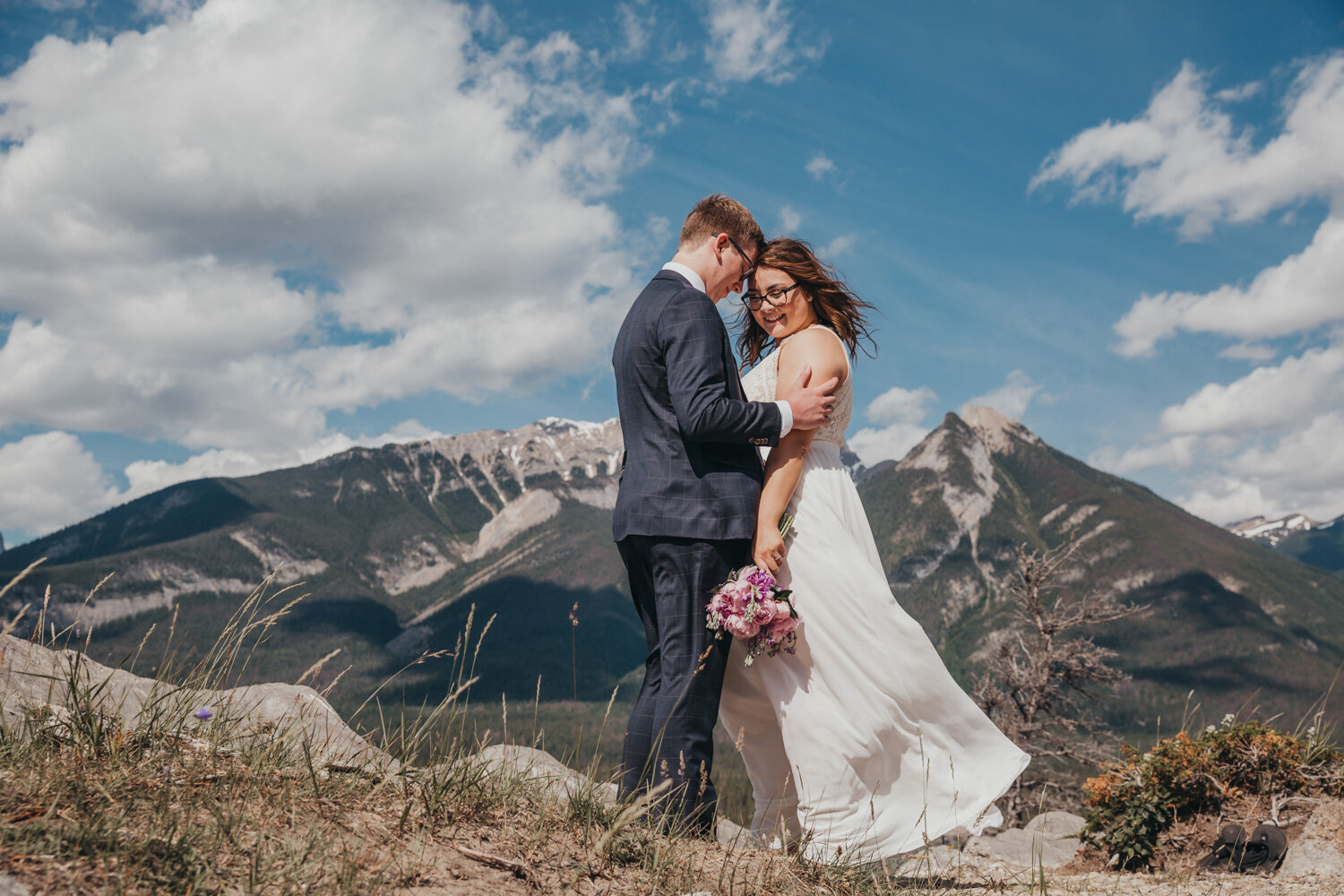 Bride & Groom in the Rocky MountainsBride & Groom in the Rocky Mountains | Jamie Robson Photography | Elopement & Wedding Photographer in Jasper (Copy)
