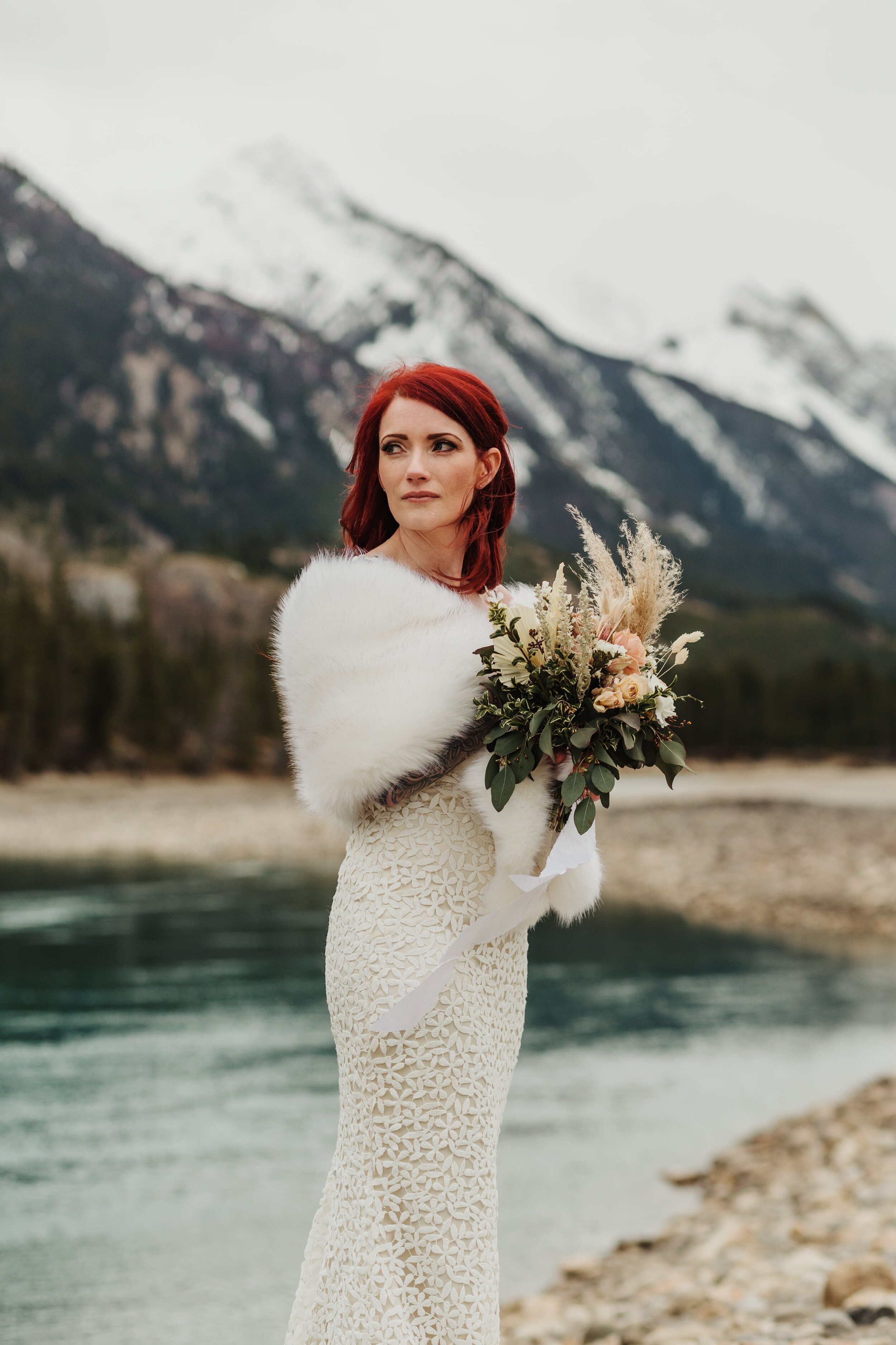 Bride in the rocky mountains | Jamie Robson Photography | Elopement & Wedding Photographer in Jasper (Copy)