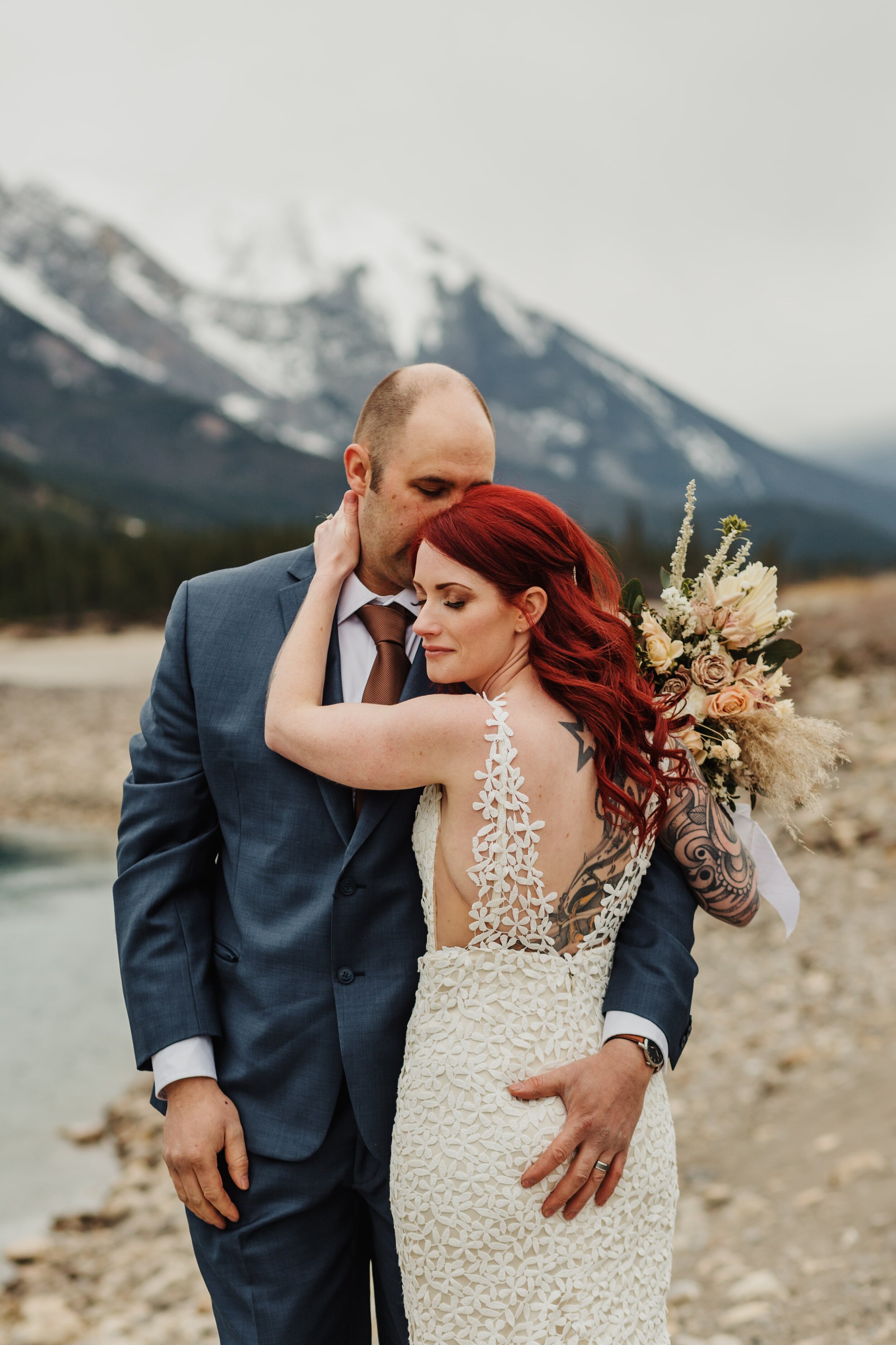 Bride & Groom in the rocky mountains | Jamie Robson Photography | Elopement & Wedding Photographer in Jasper (Copy)