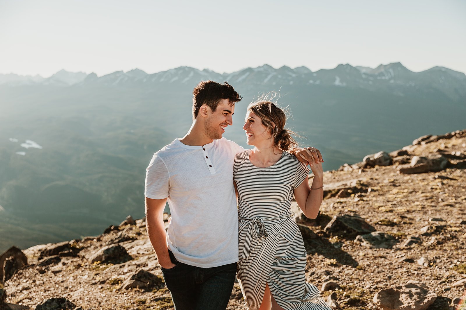 Man and Woman on Top of Whistler's Mountain | Jasper Sky Tram | Jamie Robson Photography | Engagement Photographer in Jasper (Copy)