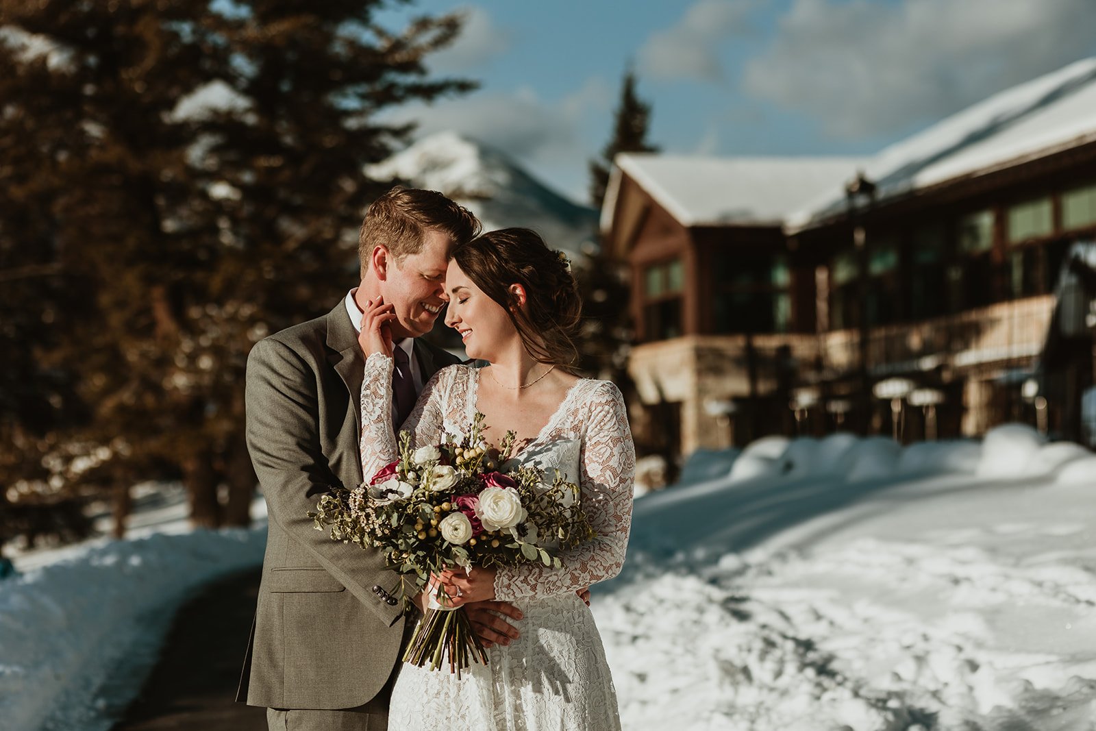 Bride & Groom at Jasper Park Lodge Wedding  | Jamie Robson Photography | Elopement & Wedding Photographer in Jasper (Copy)