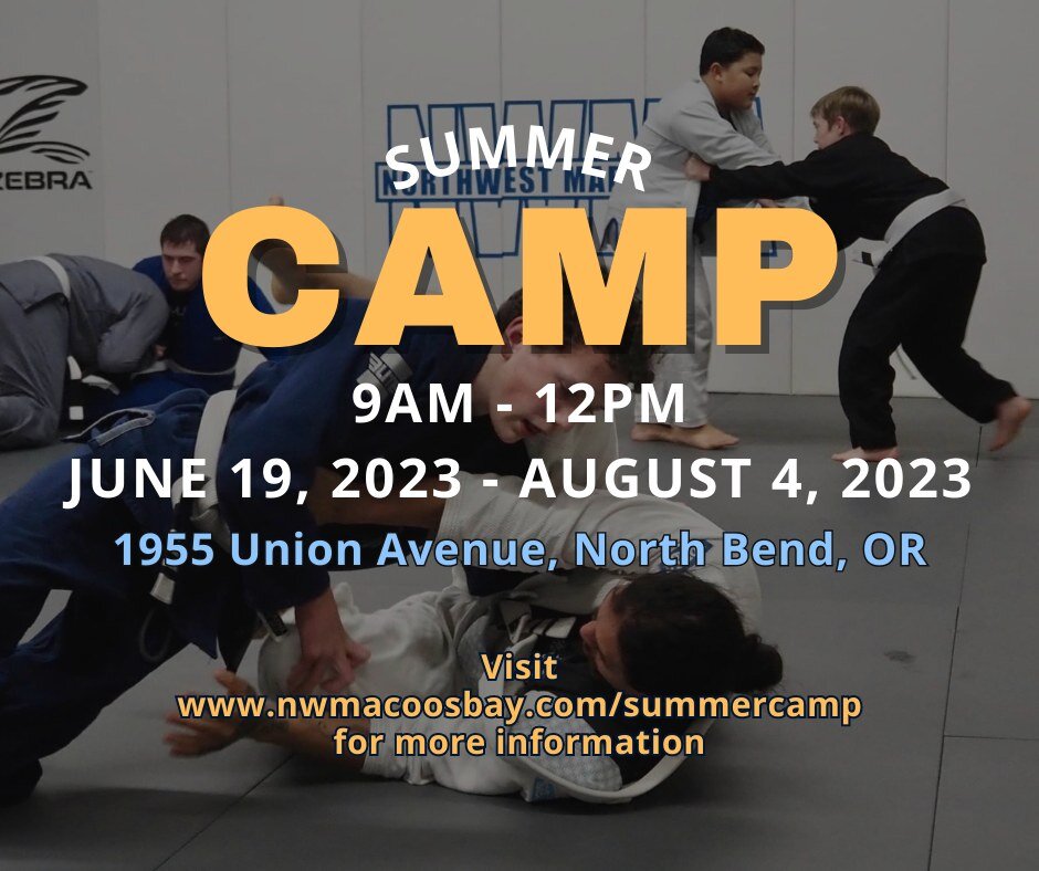 Enroll your child in our annual summer camp from June 19 - August 4, starting 9 am - 12 pm. We will have fun games and activities and learn Brazilian Jiu-Jitsu. 2-week options are available, and the camp is open to non-NWMA members. 

Check out www.n