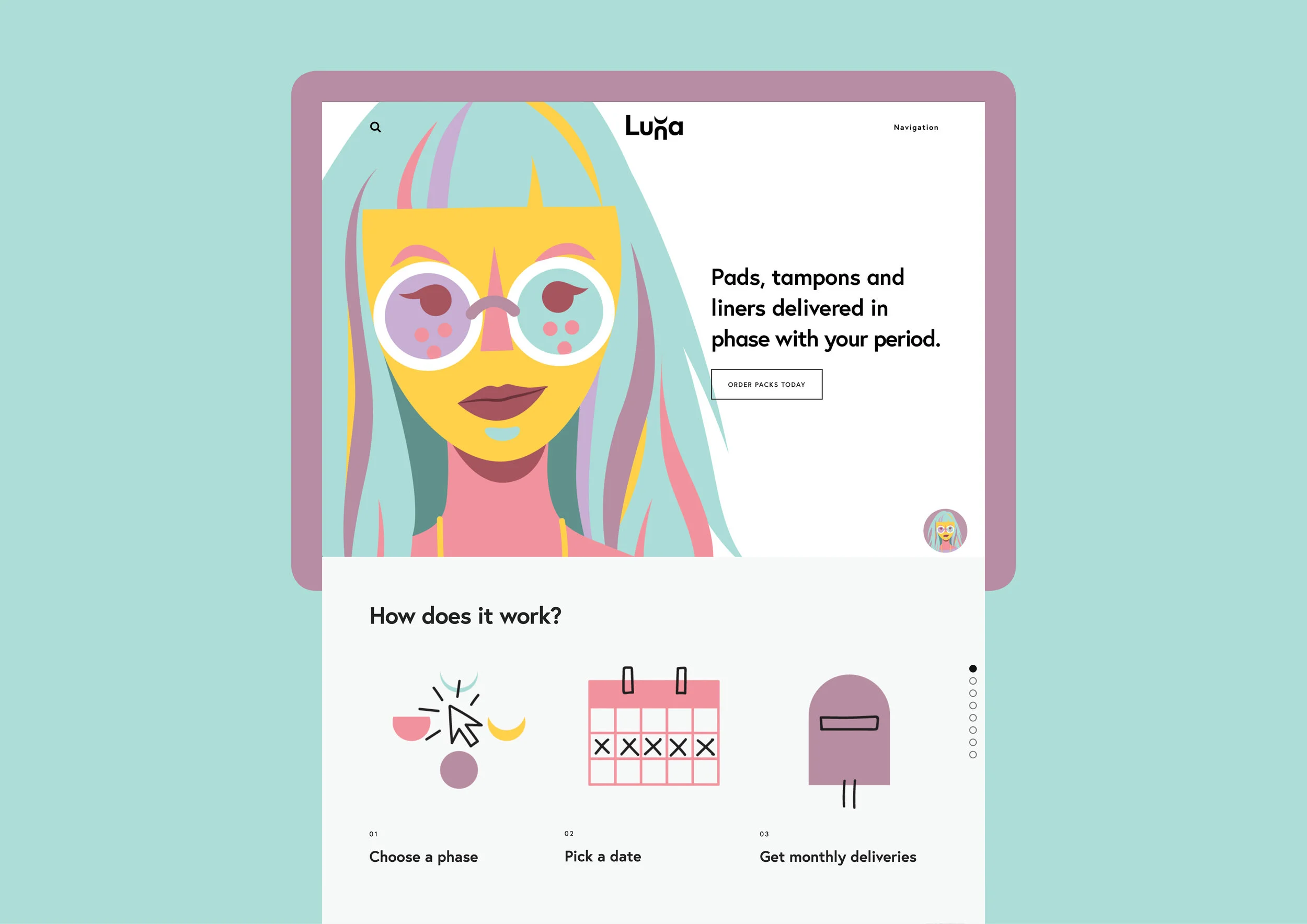 Luna website home page