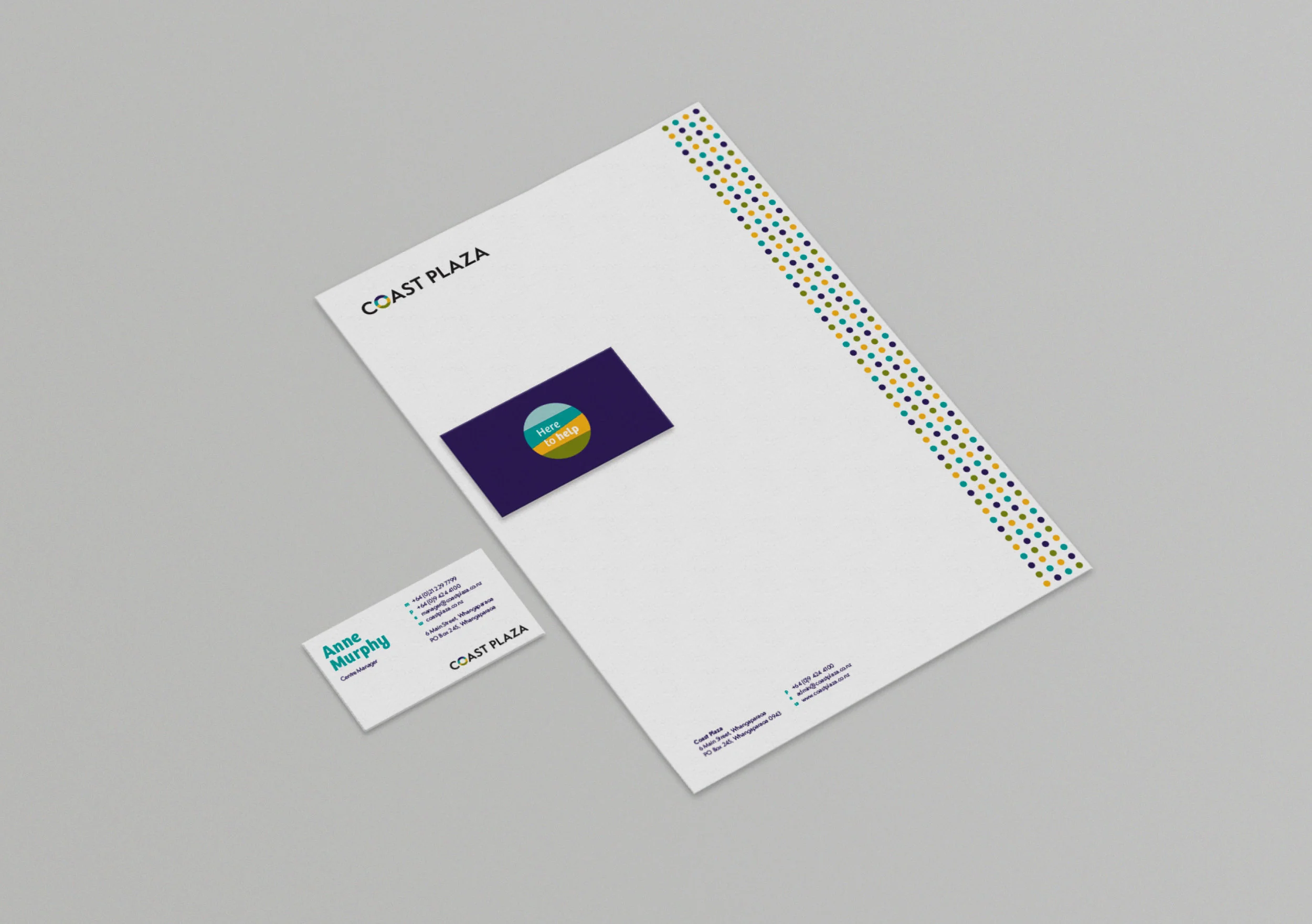 Coast Plaza business card and letterhead