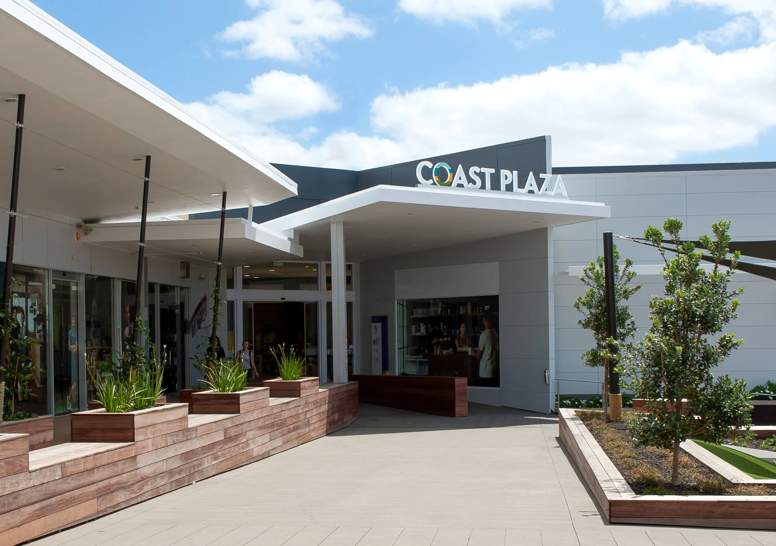 Coast Plaza courtyard signage