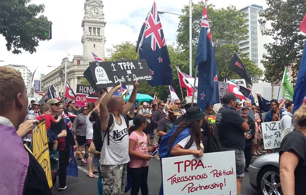 TPPA protestors in Auckland, New Zealand. Image credit: Farina Ibnul