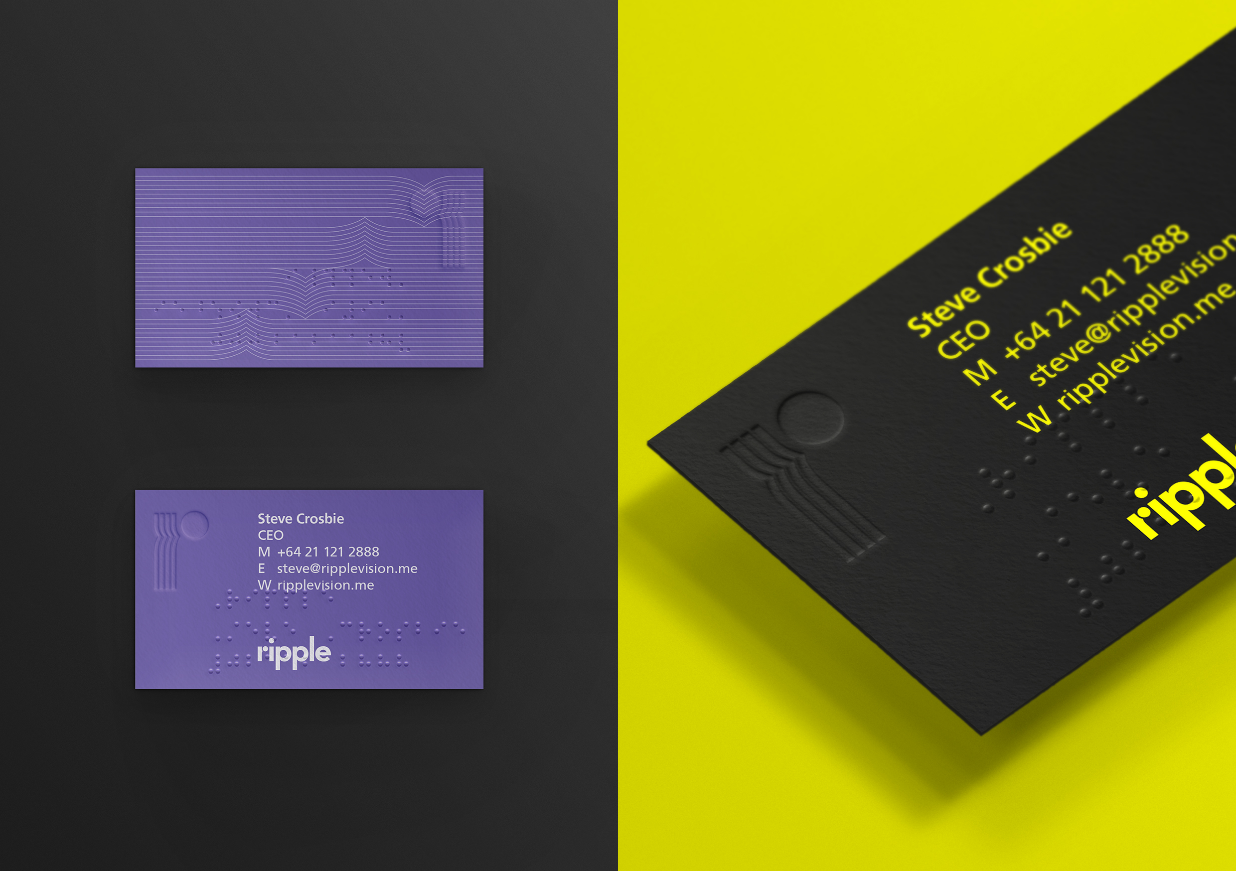 Ripple braille business cards