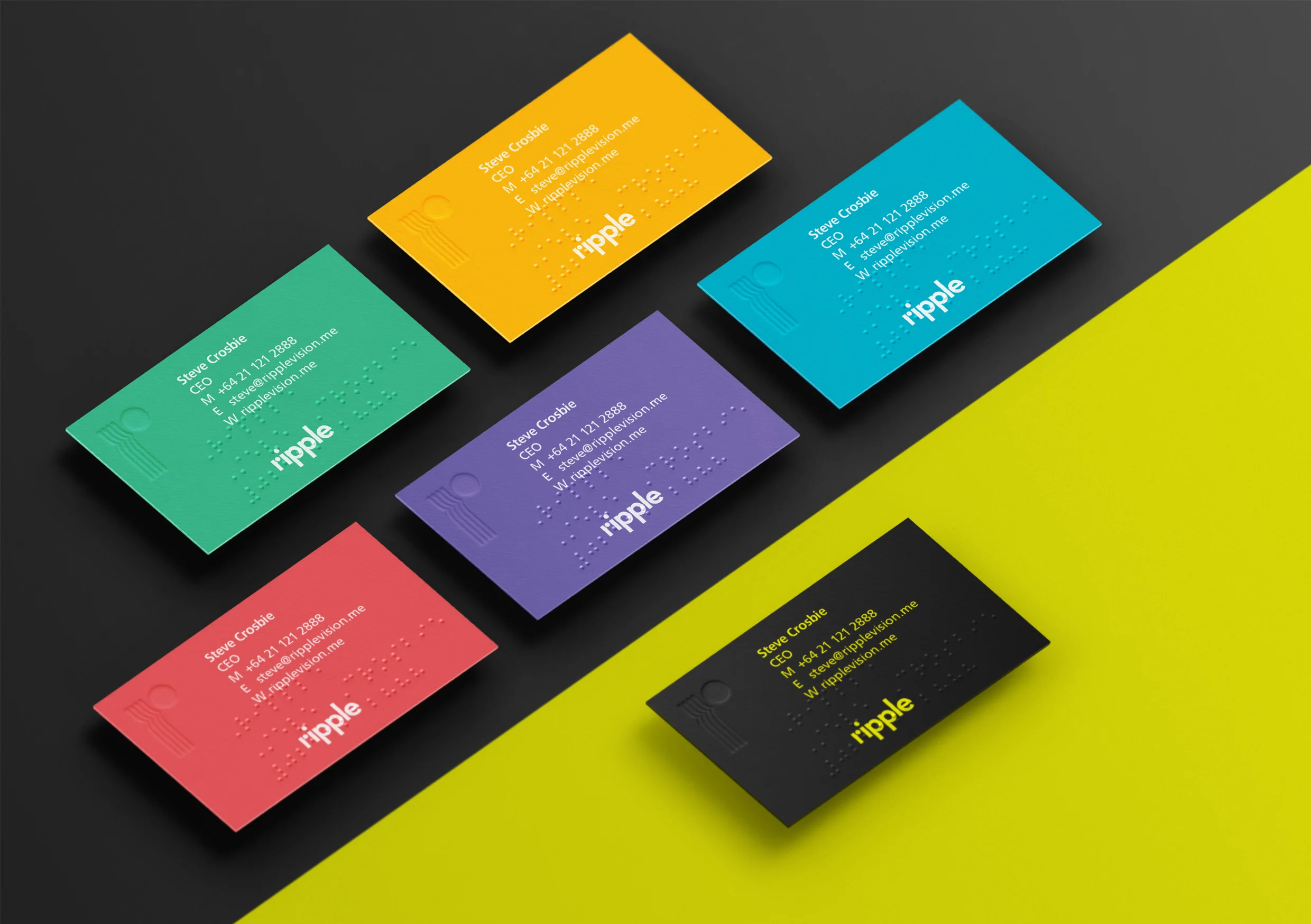 Ripple braille business cards