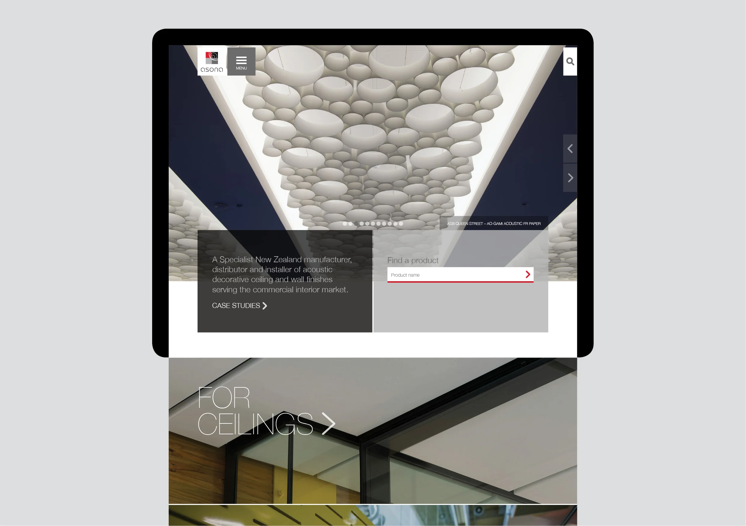 Asona website home page