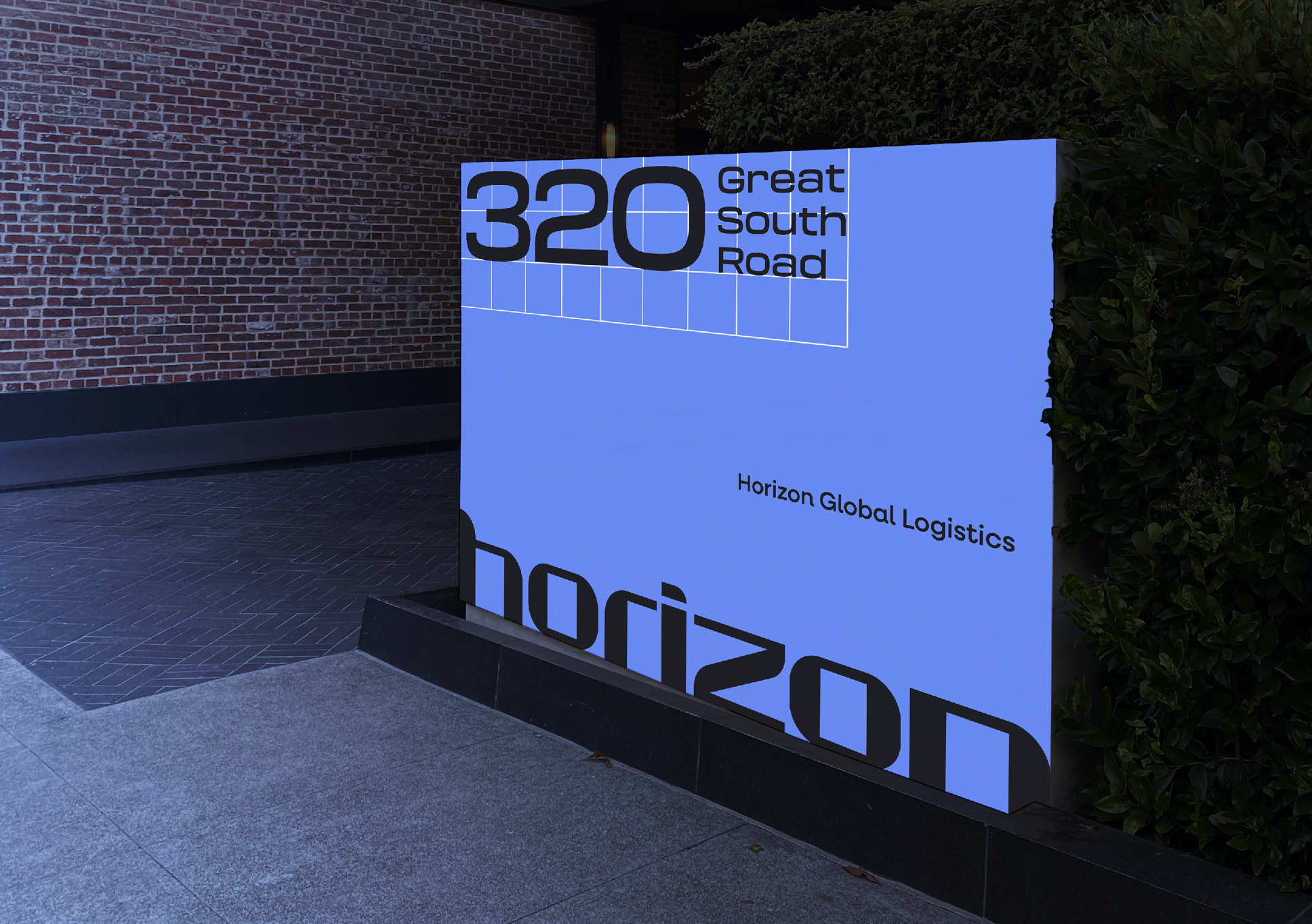 Horizon signage with address