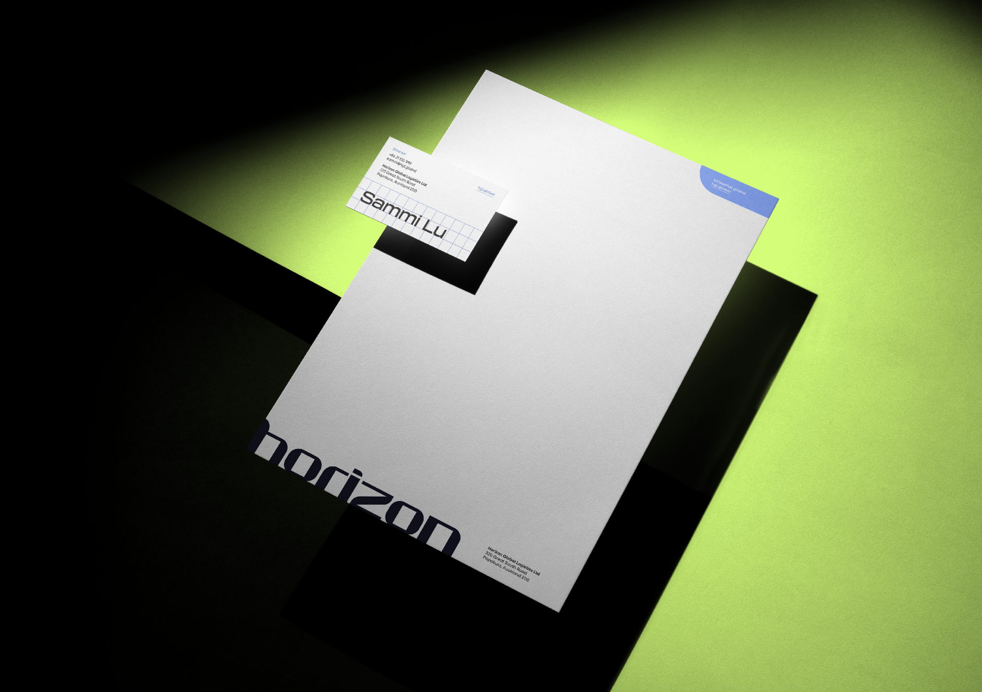 Horizon letterhead and business card