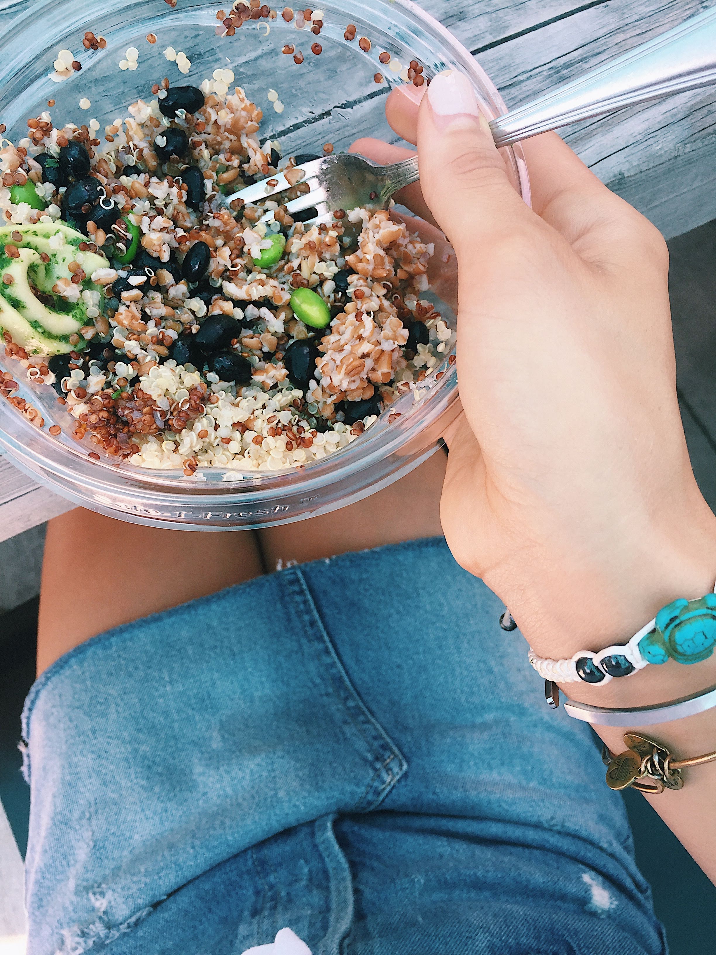 Quinoa, black bean + edamame bowl