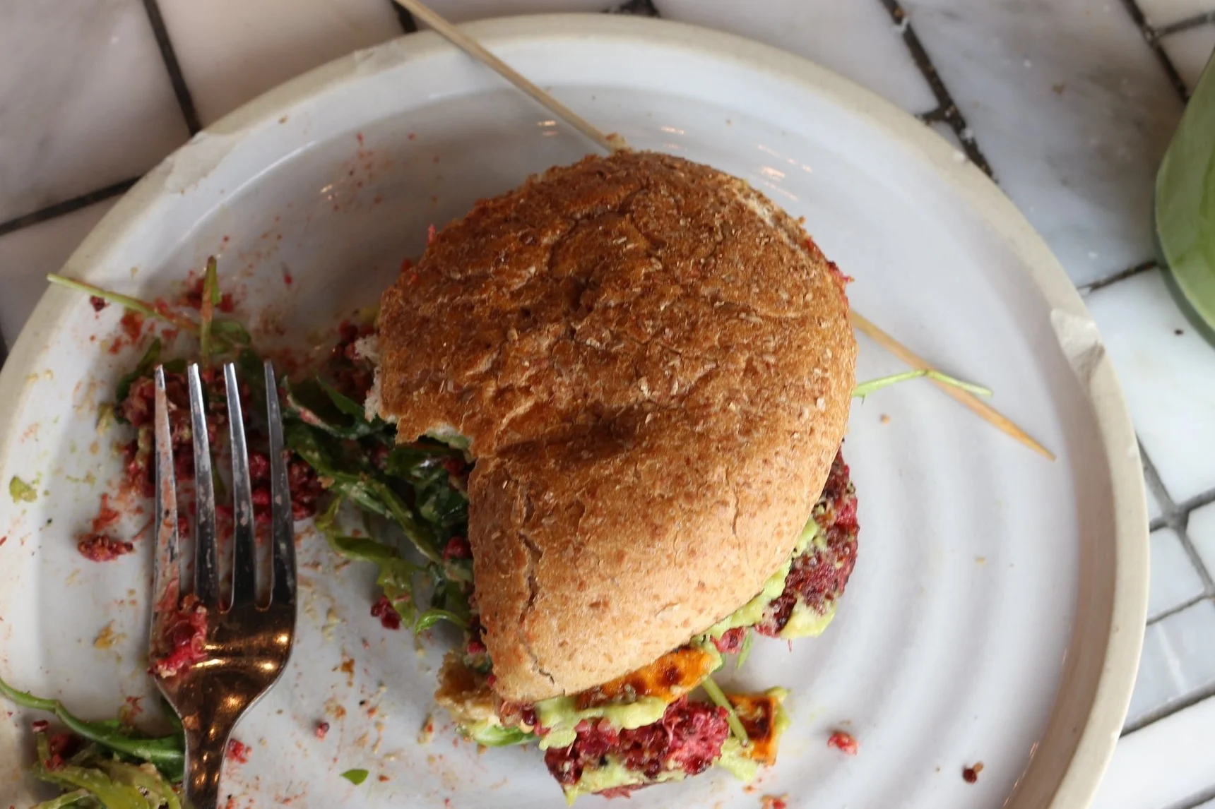 Quinoa + beet veggie burger