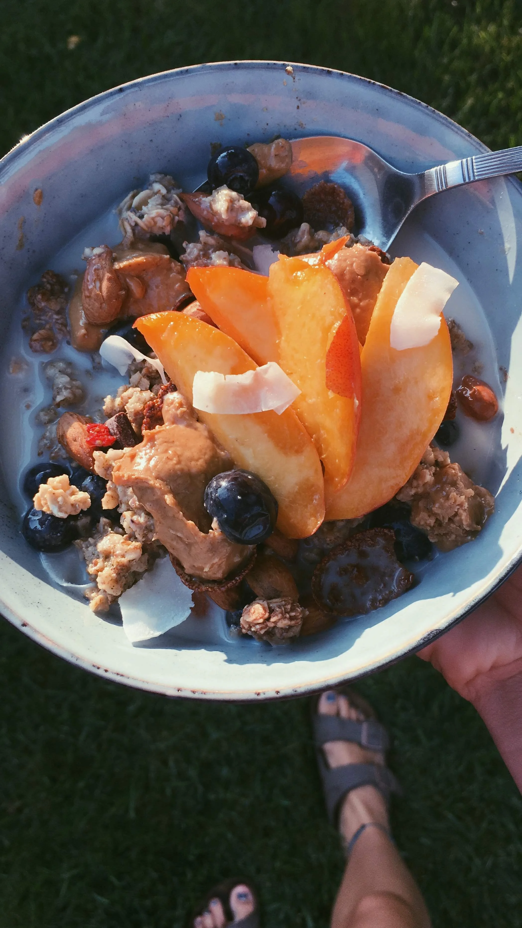 Home grown peaches + oats