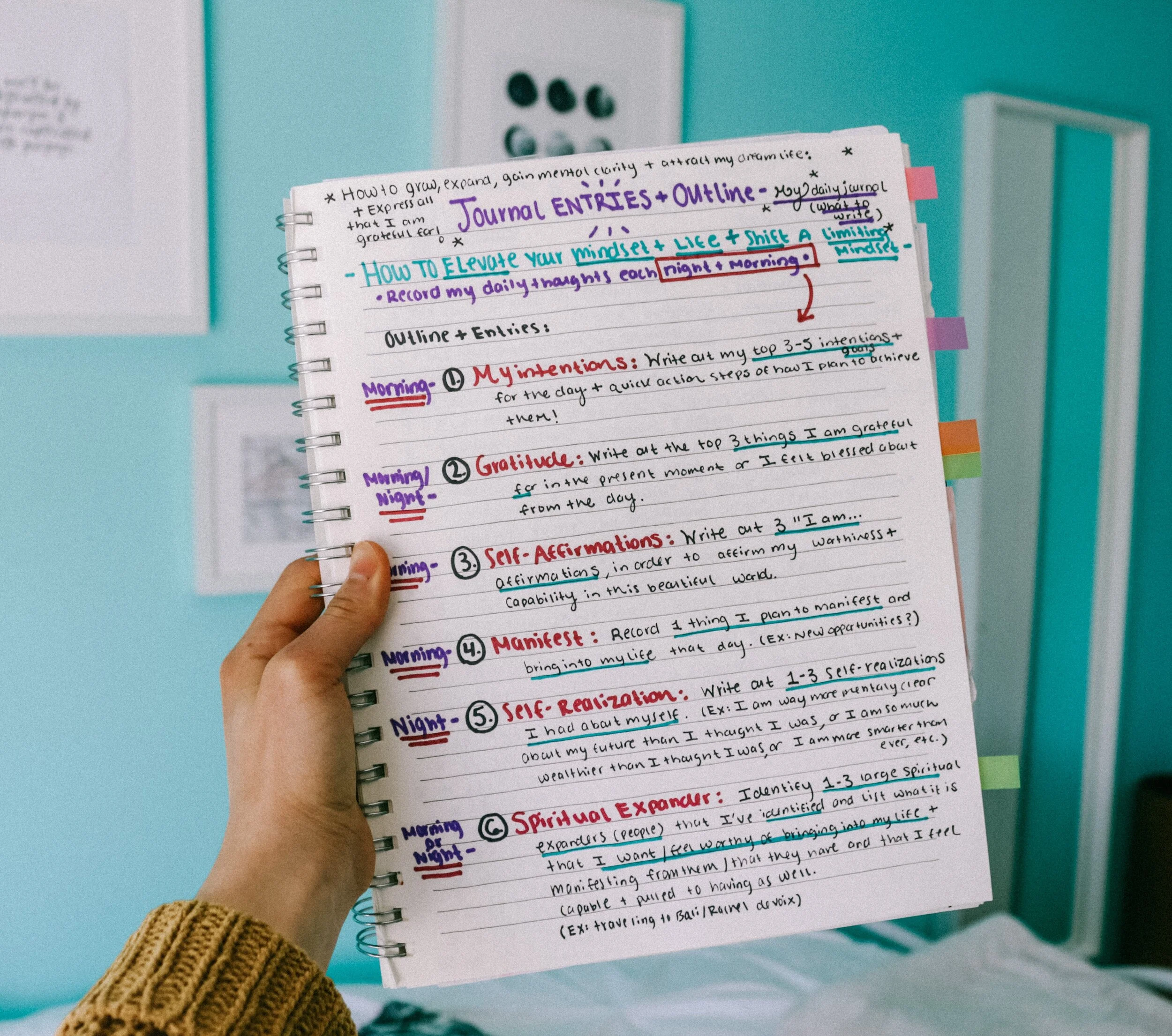 My journal entry template featured in my “Growth book”