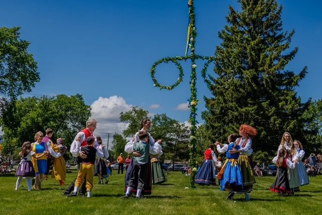Dancing around the maypole