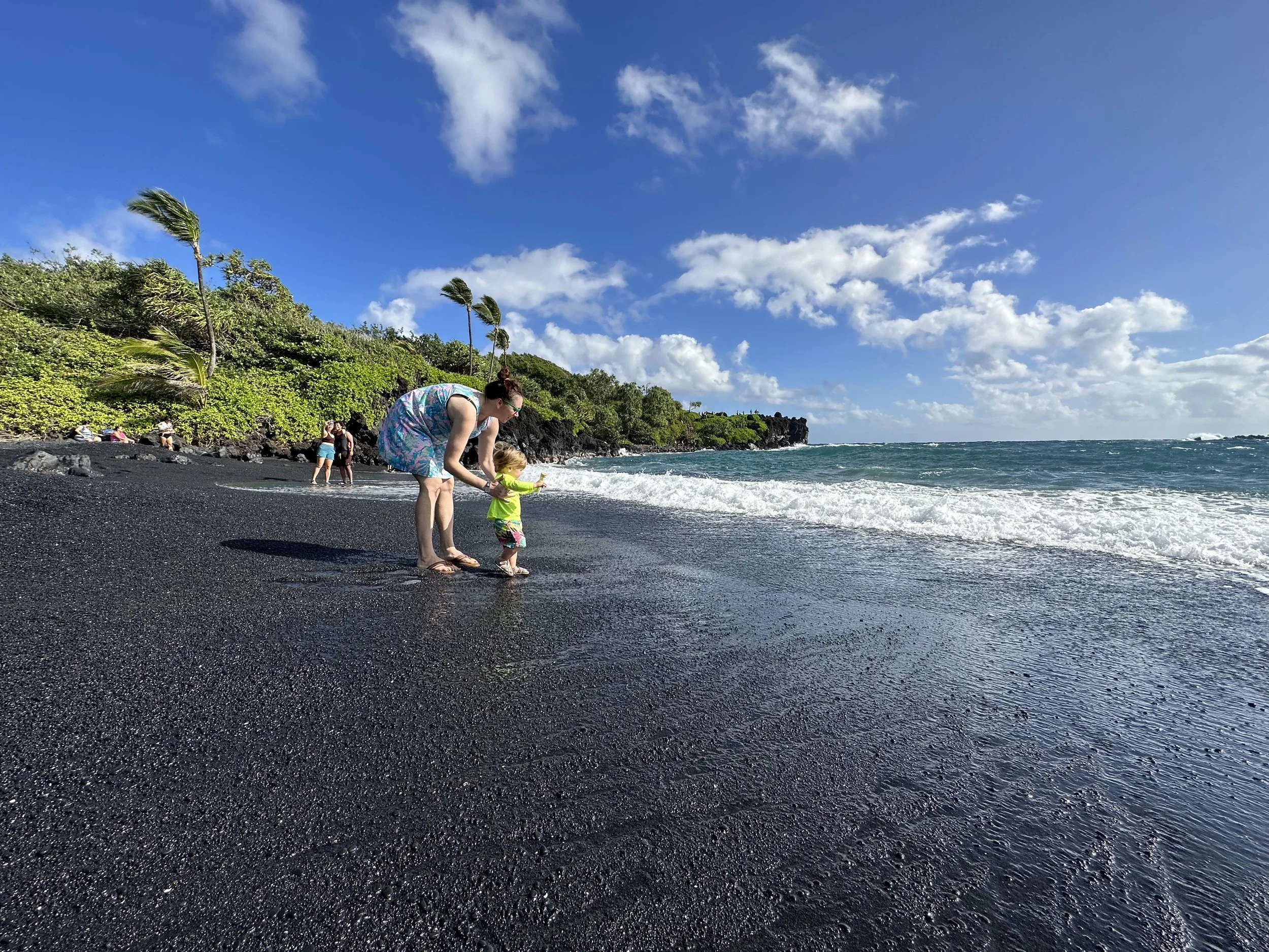 Waiʻānapanapa State Park (Black Sand Beach) - great beach on the Road to Hana for kids and toddlers
