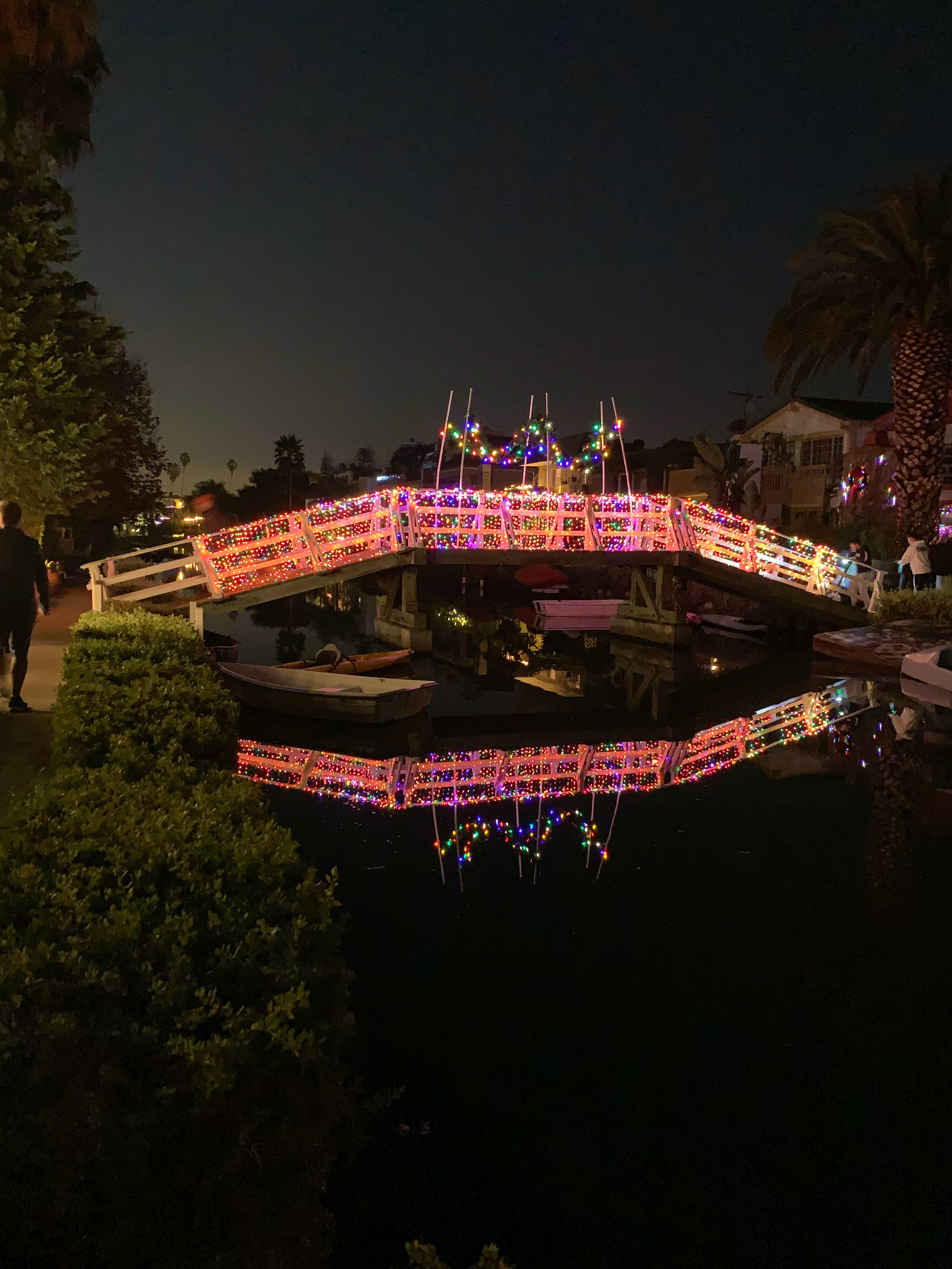 Christmas Lights in Los Angeles Venice Canals - Bridge Decorations